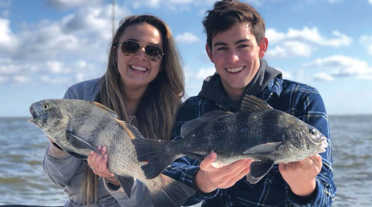 A couple at the Mosquito Lagoon Bay Fishing Charter near Cape Canaveral and Titusville